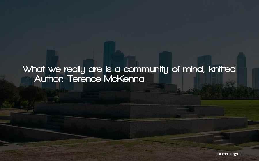 Terence McKenna Quotes: What We Really Are Is A Community Of Mind, Knitted Together By Codes And Symbols, Intuitions, Aspirations, Histories, Hopes -