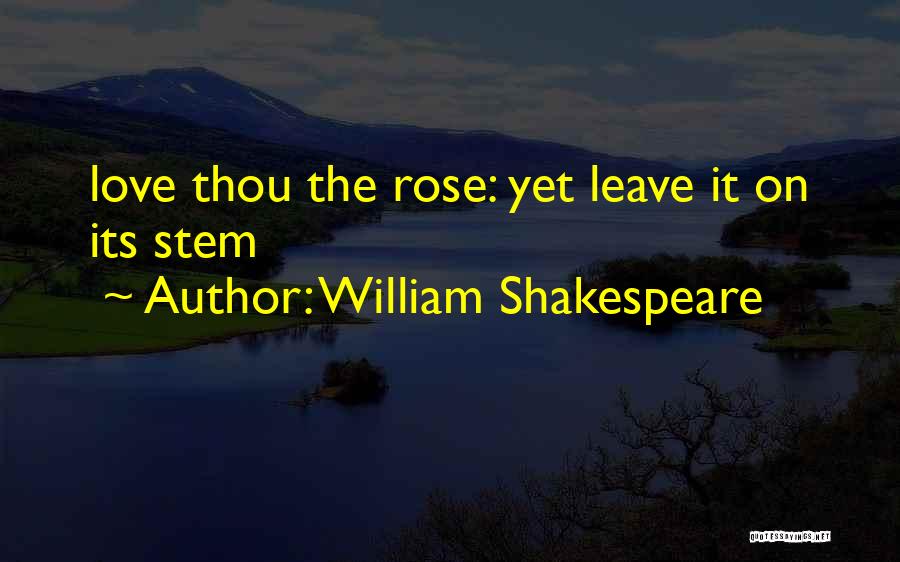 William Shakespeare Quotes: Love Thou The Rose: Yet Leave It On Its Stem