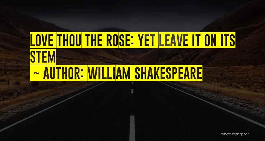William Shakespeare Quotes: Love Thou The Rose: Yet Leave It On Its Stem
