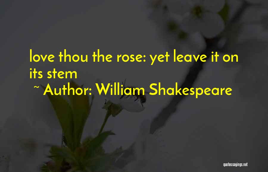 William Shakespeare Quotes: Love Thou The Rose: Yet Leave It On Its Stem