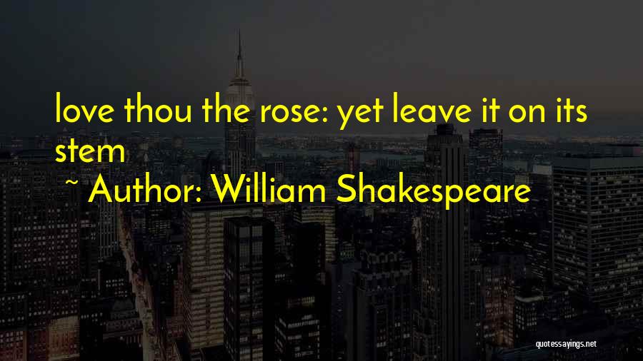 William Shakespeare Quotes: Love Thou The Rose: Yet Leave It On Its Stem