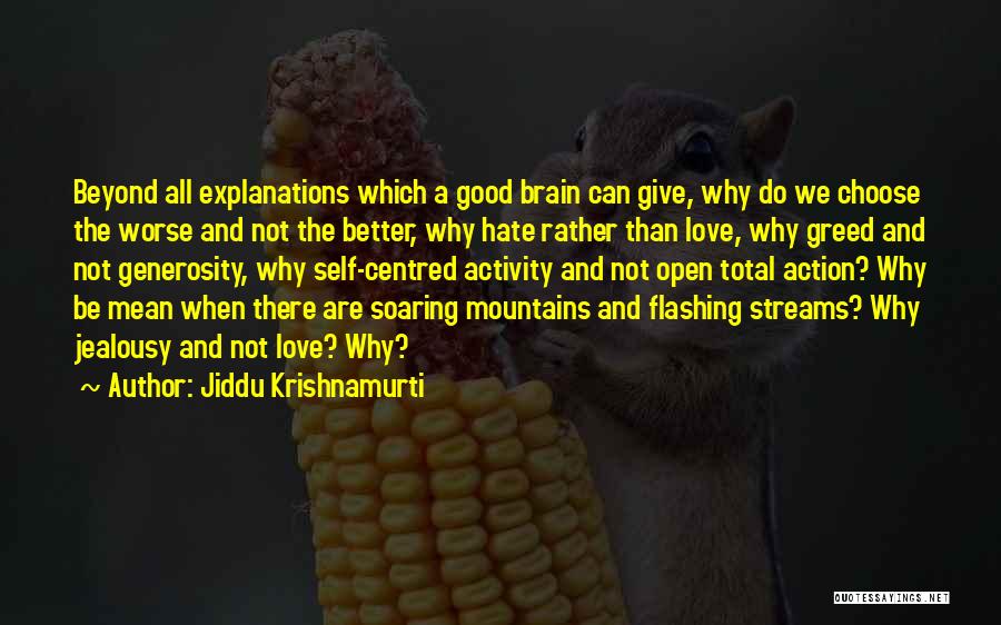 Jiddu Krishnamurti Quotes: Beyond All Explanations Which A Good Brain Can Give, Why Do We Choose The Worse And Not The Better, Why