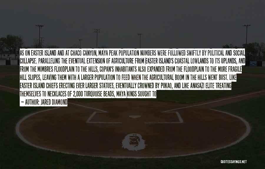 Jared Diamond Quotes: As On Easter Island And At Chaco Canyon, Maya Peak Population Numbers Were Followed Swiftly By Political And Social Collapse.