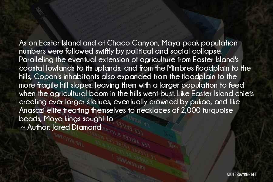 Jared Diamond Quotes: As On Easter Island And At Chaco Canyon, Maya Peak Population Numbers Were Followed Swiftly By Political And Social Collapse.