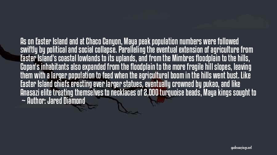 Jared Diamond Quotes: As On Easter Island And At Chaco Canyon, Maya Peak Population Numbers Were Followed Swiftly By Political And Social Collapse.