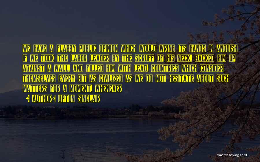 Upton Sinclair Quotes: We Have A Flabby Public Opinion Which Would Wring Its Hands In Anguish If We Took The Labor Leader By