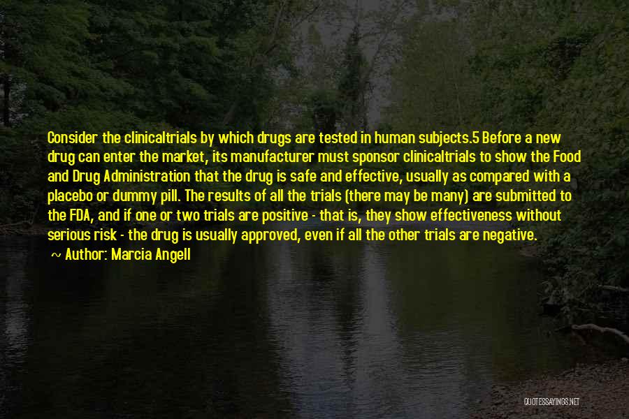 Marcia Angell Quotes: Consider The Clinicaltrials By Which Drugs Are Tested In Human Subjects.5 Before A New Drug Can Enter The Market, Its