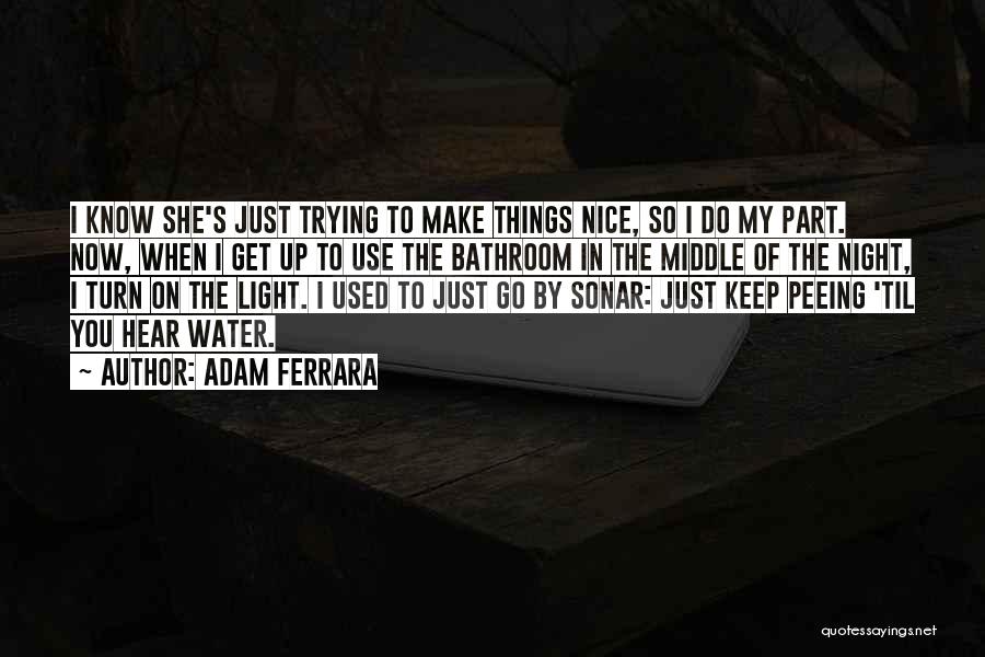 Adam Ferrara Quotes: I Know She's Just Trying To Make Things Nice, So I Do My Part. Now, When I Get Up To