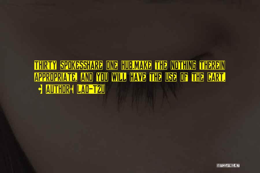 Lao-Tzu Quotes: Thirty Spokesshare One Hub.make The Nothing Therein Appropriate, And You Will Have The Use Of The Cart.