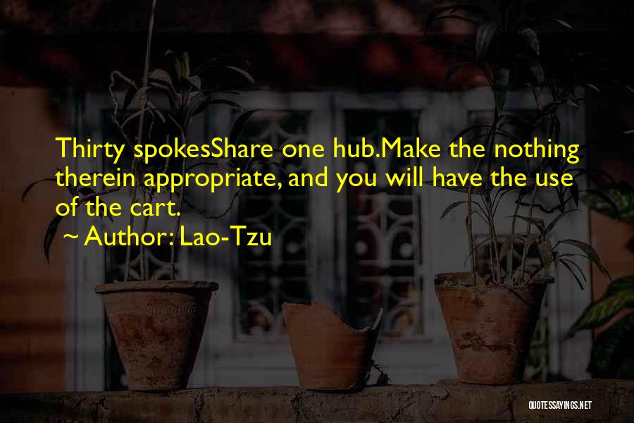 Lao-Tzu Quotes: Thirty Spokesshare One Hub.make The Nothing Therein Appropriate, And You Will Have The Use Of The Cart.