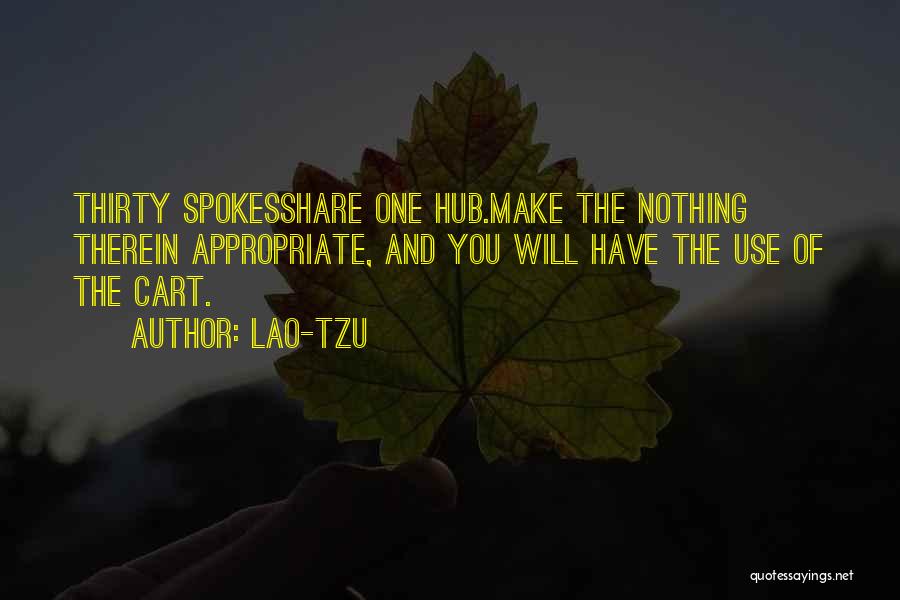 Lao-Tzu Quotes: Thirty Spokesshare One Hub.make The Nothing Therein Appropriate, And You Will Have The Use Of The Cart.