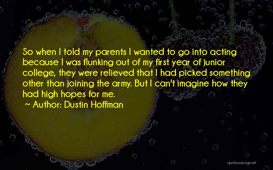 Dustin Hoffman Quotes: So When I Told My Parents I Wanted To Go Into Acting Because I Was Flunking Out Of My First