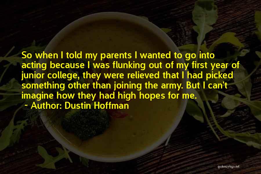 Dustin Hoffman Quotes: So When I Told My Parents I Wanted To Go Into Acting Because I Was Flunking Out Of My First