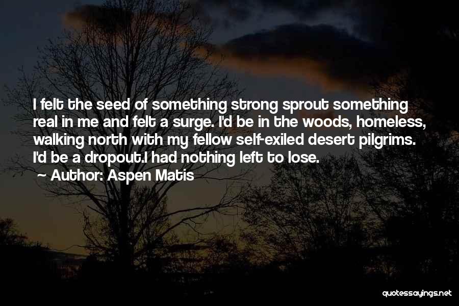 Aspen Matis Quotes: I Felt The Seed Of Something Strong Sprout Something Real In Me And Felt A Surge. I'd Be In The