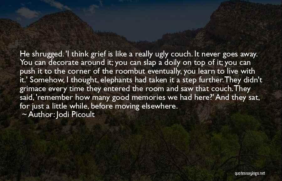 Jodi Picoult Quotes: He Shrugged. 'i Think Grief Is Like A Really Ugly Couch. It Never Goes Away. You Can Decorate Around It;