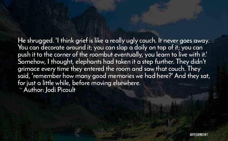 Jodi Picoult Quotes: He Shrugged. 'i Think Grief Is Like A Really Ugly Couch. It Never Goes Away. You Can Decorate Around It;