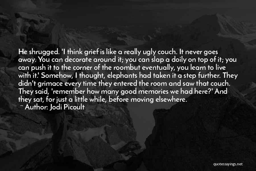 Jodi Picoult Quotes: He Shrugged. 'i Think Grief Is Like A Really Ugly Couch. It Never Goes Away. You Can Decorate Around It;