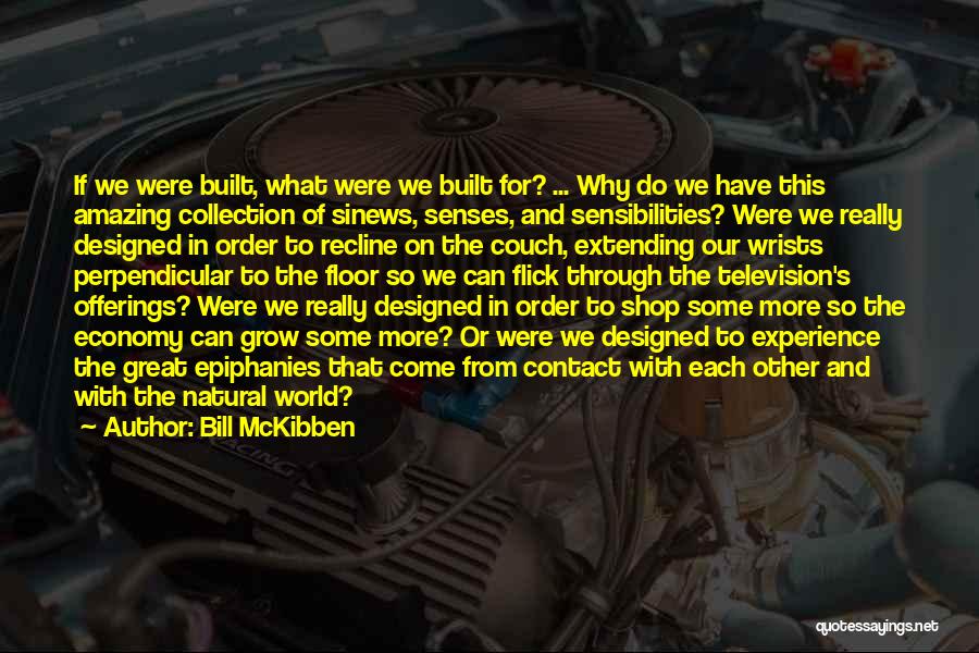 Bill McKibben Quotes: If We Were Built, What Were We Built For? ... Why Do We Have This Amazing Collection Of Sinews, Senses,