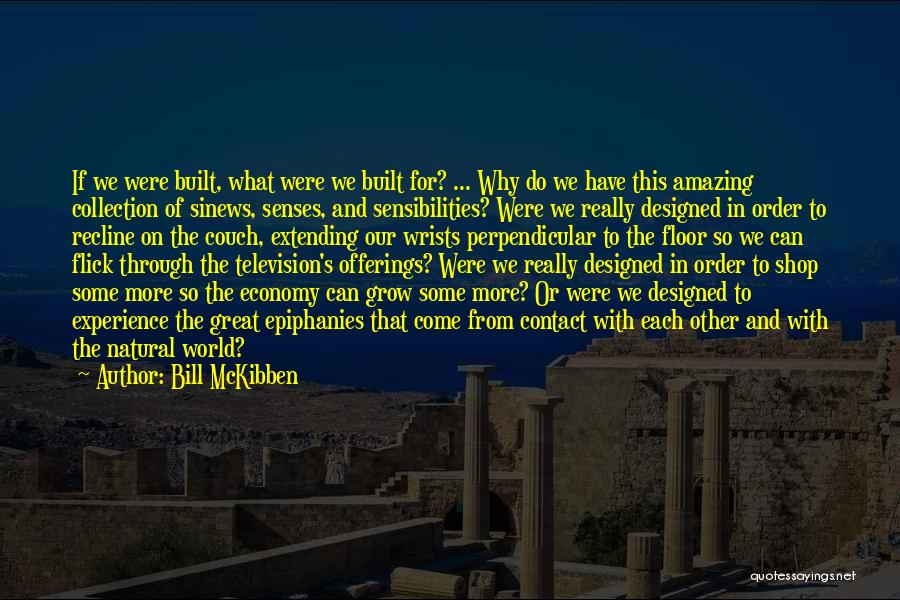 Bill McKibben Quotes: If We Were Built, What Were We Built For? ... Why Do We Have This Amazing Collection Of Sinews, Senses,