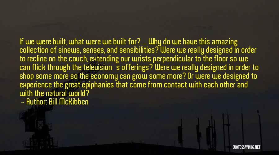 Bill McKibben Quotes: If We Were Built, What Were We Built For? ... Why Do We Have This Amazing Collection Of Sinews, Senses,