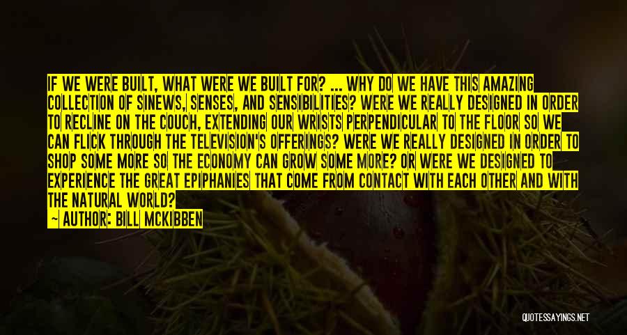 Bill McKibben Quotes: If We Were Built, What Were We Built For? ... Why Do We Have This Amazing Collection Of Sinews, Senses,