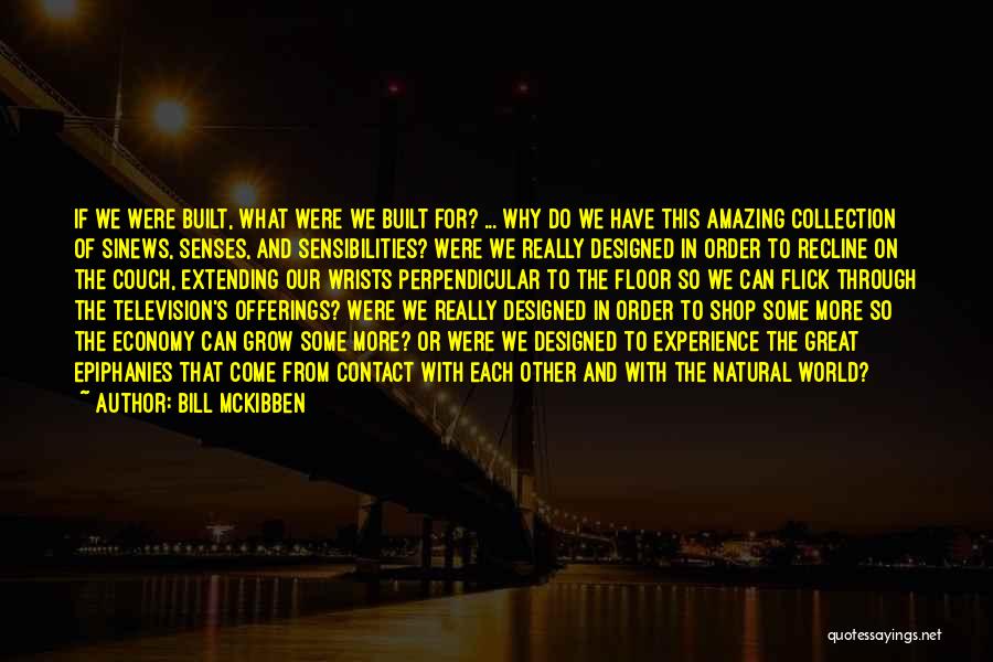 Bill McKibben Quotes: If We Were Built, What Were We Built For? ... Why Do We Have This Amazing Collection Of Sinews, Senses,