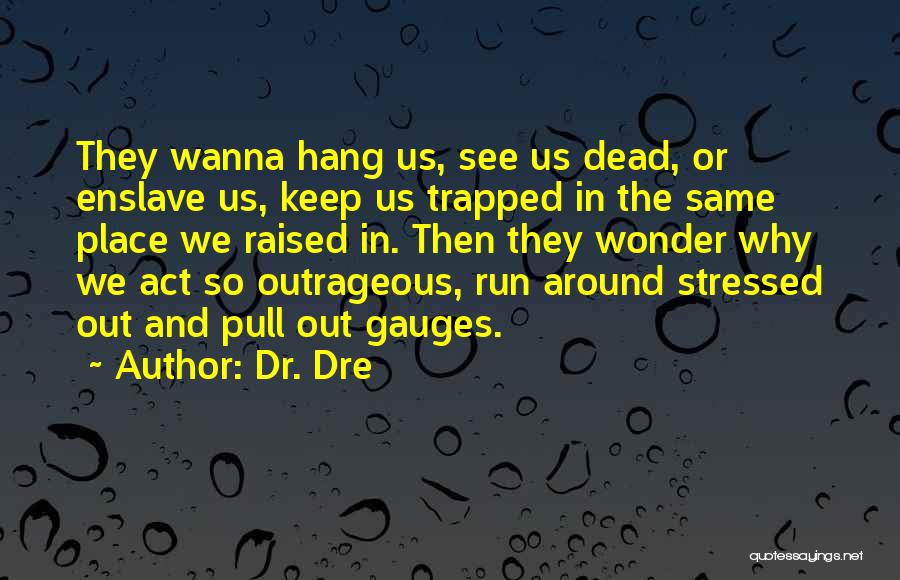 Dr. Dre Quotes: They Wanna Hang Us, See Us Dead, Or Enslave Us, Keep Us Trapped In The Same Place We Raised In.