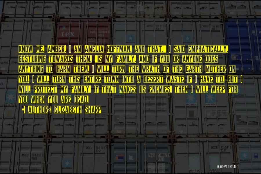 Elizabeth Sharp Quotes: Know Me, Amber. I Am Amelia Hoffman, And That, I Said Emphatically, Gesturing Towards Them, Is My Family. And If