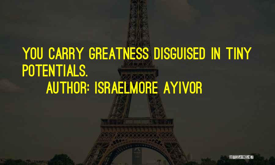 Israelmore Ayivor Quotes: You Carry Greatness Disguised In Tiny Potentials.