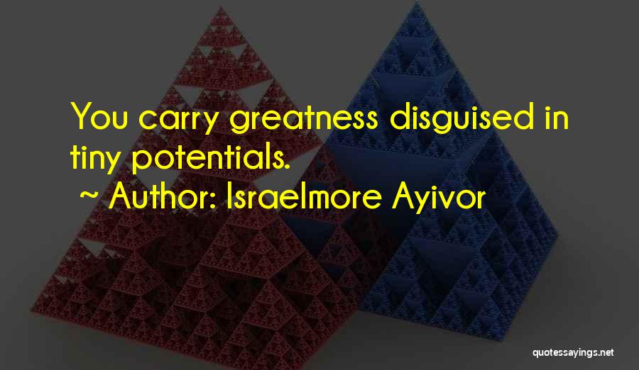 Israelmore Ayivor Quotes: You Carry Greatness Disguised In Tiny Potentials.