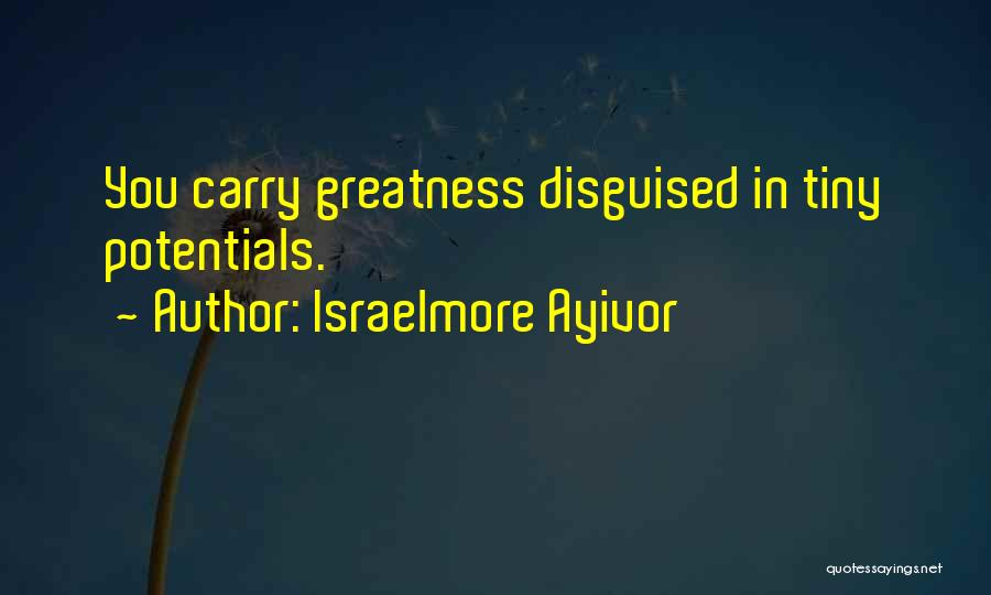 Israelmore Ayivor Quotes: You Carry Greatness Disguised In Tiny Potentials.