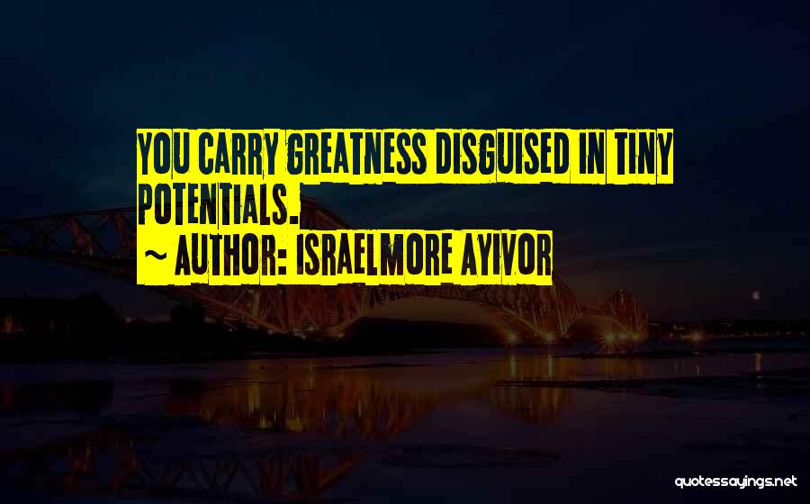 Israelmore Ayivor Quotes: You Carry Greatness Disguised In Tiny Potentials.