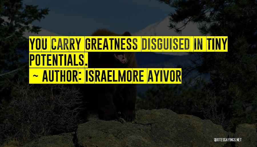 Israelmore Ayivor Quotes: You Carry Greatness Disguised In Tiny Potentials.