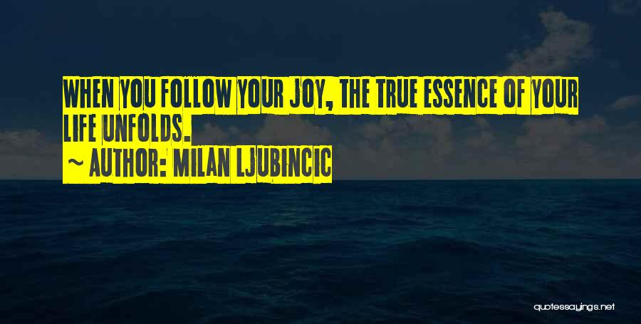 Milan Ljubincic Quotes: When You Follow Your Joy, The True Essence Of Your Life Unfolds.