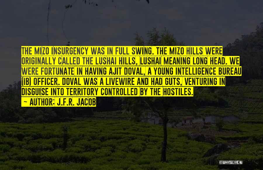 J.F.R. Jacob Quotes: The Mizo Insurgency Was In Full Swing. The Mizo Hills Were Originally Called The Lushai Hills, Lushai Meaning Long Head.