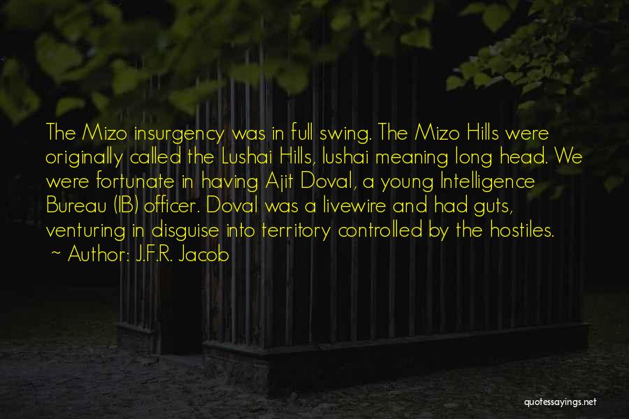 J.F.R. Jacob Quotes: The Mizo Insurgency Was In Full Swing. The Mizo Hills Were Originally Called The Lushai Hills, Lushai Meaning Long Head.