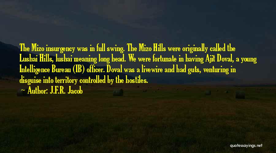 J.F.R. Jacob Quotes: The Mizo Insurgency Was In Full Swing. The Mizo Hills Were Originally Called The Lushai Hills, Lushai Meaning Long Head.