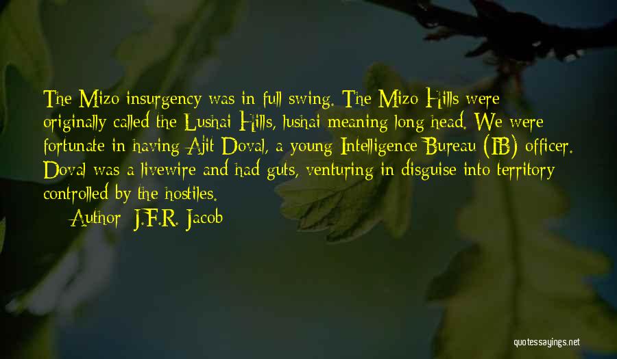 J.F.R. Jacob Quotes: The Mizo Insurgency Was In Full Swing. The Mizo Hills Were Originally Called The Lushai Hills, Lushai Meaning Long Head.