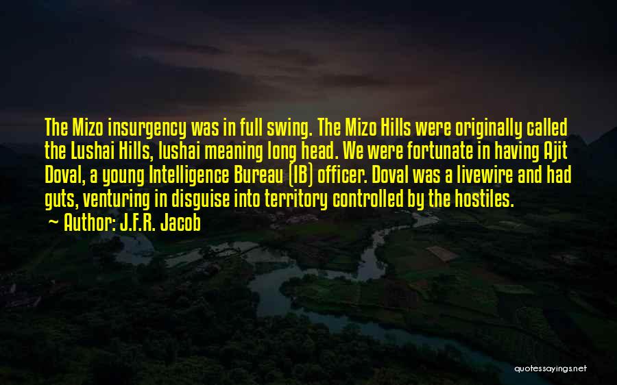 J.F.R. Jacob Quotes: The Mizo Insurgency Was In Full Swing. The Mizo Hills Were Originally Called The Lushai Hills, Lushai Meaning Long Head.