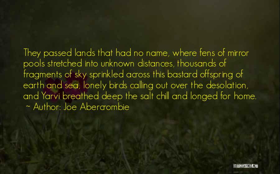 Joe Abercrombie Quotes: They Passed Lands That Had No Name, Where Fens Of Mirror Pools Stretched Into Unknown Distances, Thousands Of Fragments Of