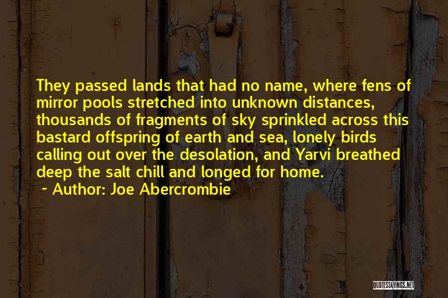 Joe Abercrombie Quotes: They Passed Lands That Had No Name, Where Fens Of Mirror Pools Stretched Into Unknown Distances, Thousands Of Fragments Of