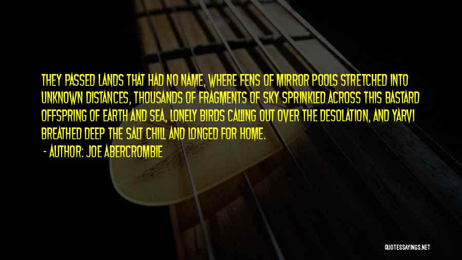 Joe Abercrombie Quotes: They Passed Lands That Had No Name, Where Fens Of Mirror Pools Stretched Into Unknown Distances, Thousands Of Fragments Of