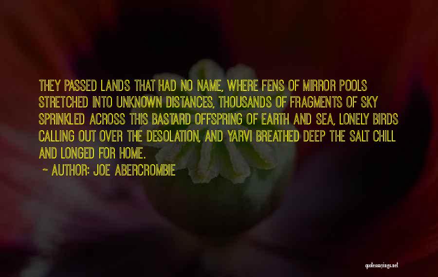 Joe Abercrombie Quotes: They Passed Lands That Had No Name, Where Fens Of Mirror Pools Stretched Into Unknown Distances, Thousands Of Fragments Of