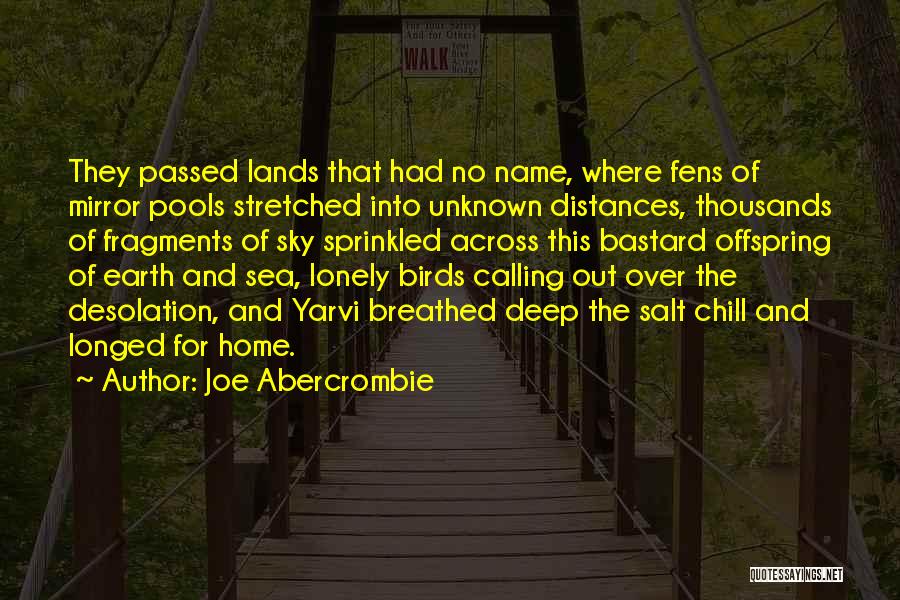 Joe Abercrombie Quotes: They Passed Lands That Had No Name, Where Fens Of Mirror Pools Stretched Into Unknown Distances, Thousands Of Fragments Of