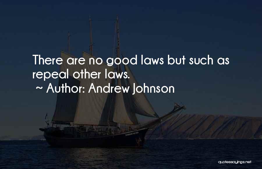 Andrew Johnson Quotes: There Are No Good Laws But Such As Repeal Other Laws.