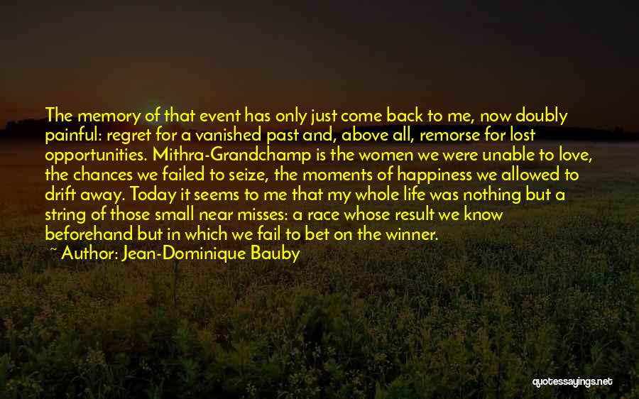 Jean-Dominique Bauby Quotes: The Memory Of That Event Has Only Just Come Back To Me, Now Doubly Painful: Regret For A Vanished Past