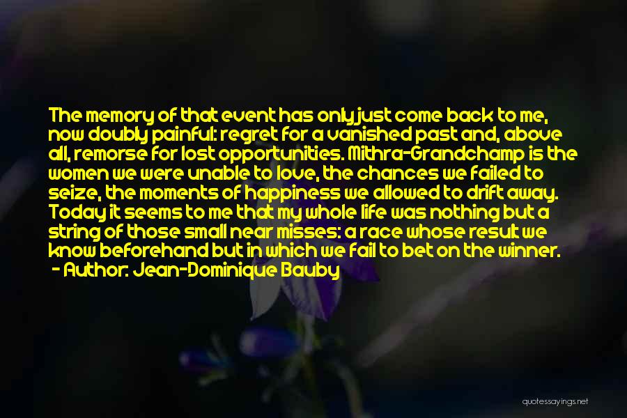Jean-Dominique Bauby Quotes: The Memory Of That Event Has Only Just Come Back To Me, Now Doubly Painful: Regret For A Vanished Past