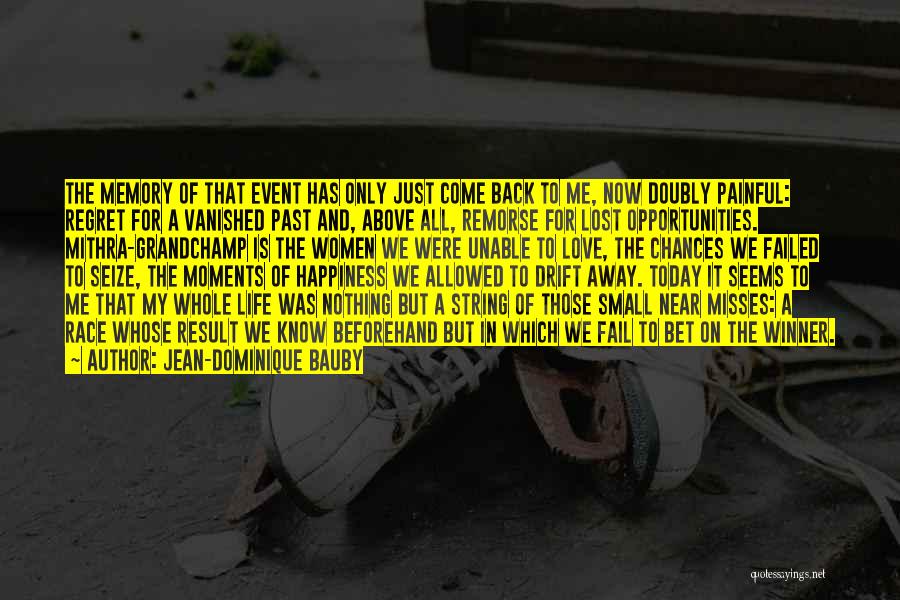 Jean-Dominique Bauby Quotes: The Memory Of That Event Has Only Just Come Back To Me, Now Doubly Painful: Regret For A Vanished Past