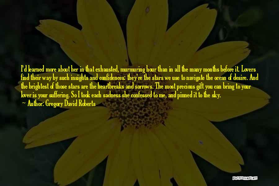 Gregory David Roberts Quotes: I'd Learned More About Her In That Exhausted, Murmuring Hour Than In All The Many Months Before It. Lovers Find