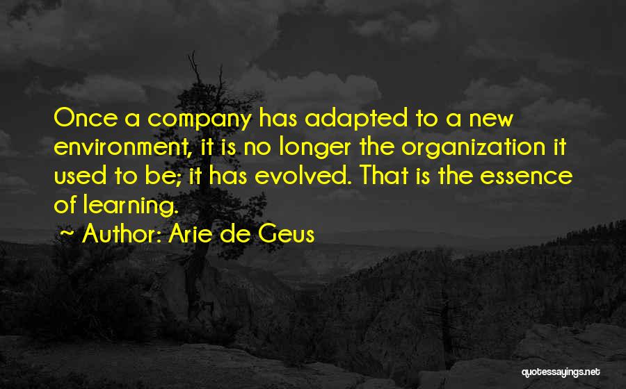 Arie De Geus Quotes: Once A Company Has Adapted To A New Environment, It Is No Longer The Organization It Used To Be; It